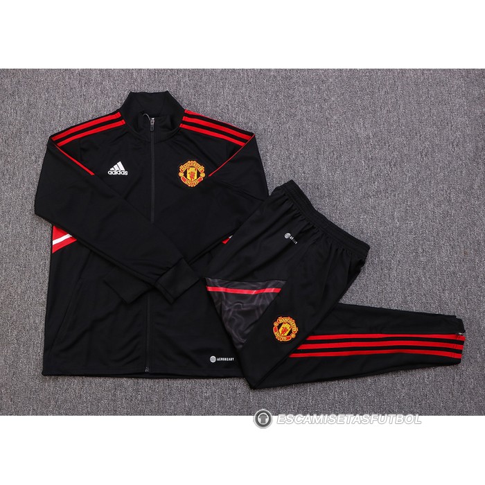 Chandal de Chaqueta del Manchester United Nino 22-23 Negro y Rojo